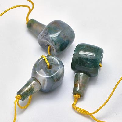 Natural Moss Agate 3 Hole Guru Beads G-K208-02-A-26-1