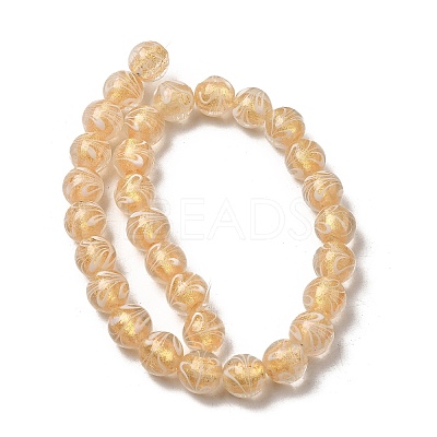 Gold Sand Lampwork Beads Strands LAMP-P071-12mm-04-1