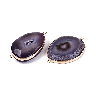 Natural Agate Connector Charms G-Q606-56B-G-1