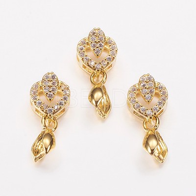 Long-Lasting Plated Brass Micro Pave Cubic Zirconia Ice Pick Pinch Bails ZIRC-F069-21G-1