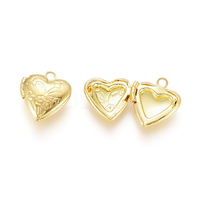 Brass Locket Pendants KK-G386-10G-1