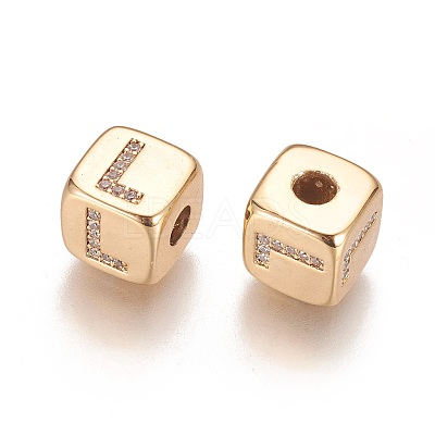 Brass Micro Pave Cubic Zirconia Beads KK-K238-16G-L-1