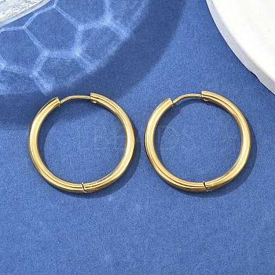 Ion Plating(IP) 304 Stainless Steel Huggie Hoop Earrings EJEW-F111B-25mm-G-1