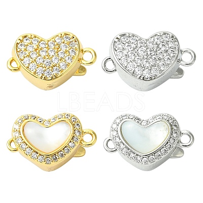 4Pcs 4 Style Brass Micro Pave Clear Cubic Zirconia Box Clasps KK-CJ0003-35-1