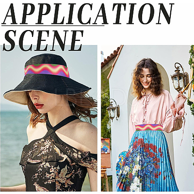 10M Gradient Color Polyester Grosgrain Ribbon OCOR-WH0078-74B-1