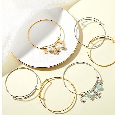 40Pcs 2 Colors Adjustable Iron Expandable Bangle Making BJEW-SP0001-01-1