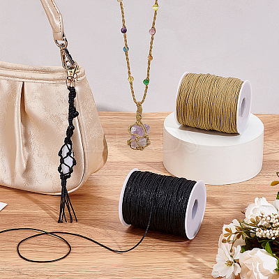 2 Rolls 2 Colors Waxed Cotton Cords YC-PH0001-52F-1