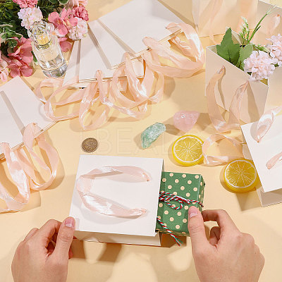 30Pcs Paper Gift Tote Bags with Pink Ribbon ABAG-GL0001-12-1