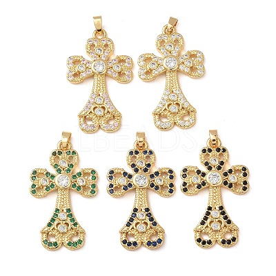 Brass Micro Pave Cubic Zirconia Pendants CU-CBA2F11-17G-1