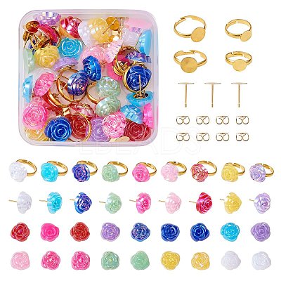 DIY Rose Flower Earring & Finger Ring Making Kit DIY-SZ0008-45-1