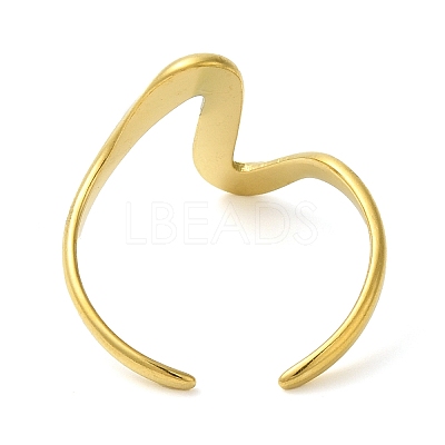 Wave 304 Stainless Steel Open Cuff Rings for Women RJEW-Z043-01F-1