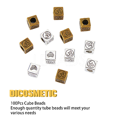 100Pcs 2 Colors Tibetan Style Alloy European Beads FIND-DC0002-53-1