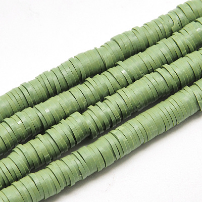 Flat Round Handmade Polymer Clay Bead Spacers CLAY-R067-3.0mm-43-1