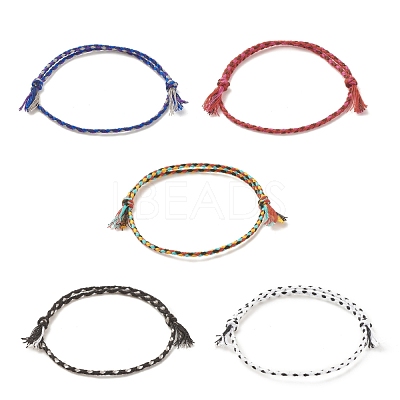 5Pcs Macrame Cotton Braided Cord Anklets Set AJEW-AN00486-05-1