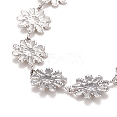 Enamel Daisy Link Chains Bracelet BJEW-P271-01P-06-1