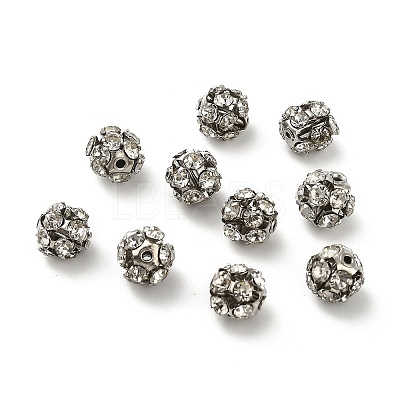 7mm Brass Crystal Rhinestone Beads KK-S519-01B-P-1