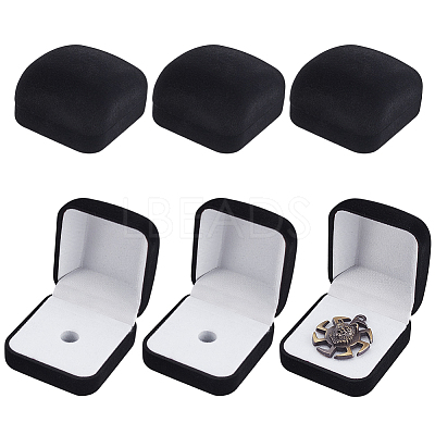 Plastic Cover with Velvet Brooch Packing Boxes VBOX-WH0012-04B-1