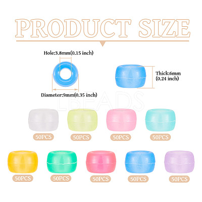450Pcs 9 Colors Transparent & Luminous Plastic Beads KY-TA0001-35-1