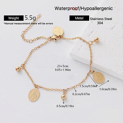 304 Stainless Steel Charm Anklets for Women YT2164-4-1