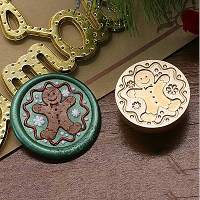 Christmas Series Wax Seal Brass Stamp Head AJEW-M037-01G-21-1