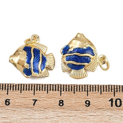 Brass Enamel Fish Pendants KK-I377-05G-A-1