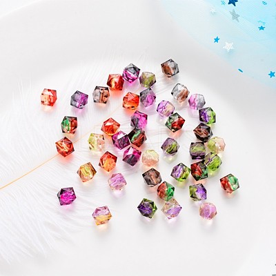 Two Tone Transparent Spray Painted Acrylic Beads ACRP-T005-10mm-26-M-1