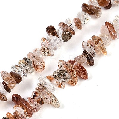 Natural Black Gold Rutilated Quartz Beads Strands G-G905-20-1
