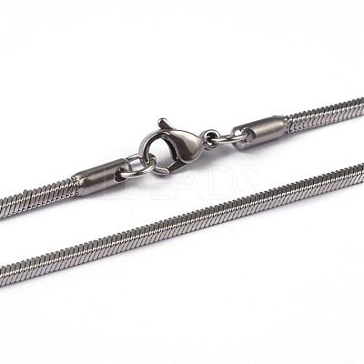 Non-Tarnish 304 Stainless Steel Square Snake Chains Necklaces NJEW-K049-06P-1