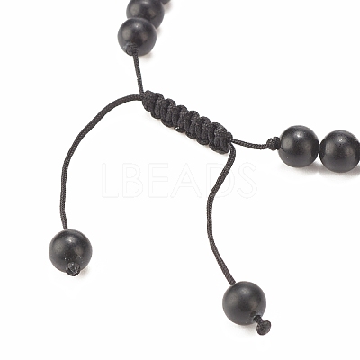 Natural Obsidian & Synthetic Hematite Braided Bead Bracelet with Cubic Zirconia BJEW-JB08117-02-1