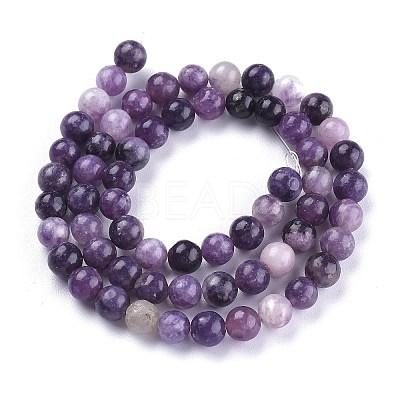 Natural Lepidolite/Purple Mica Stone Beads Strands G-K415-6mm-1