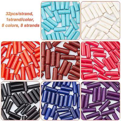 8 Strands 8 Colors Synthetic Turquoise Beads Strands G-OC0002-11-1