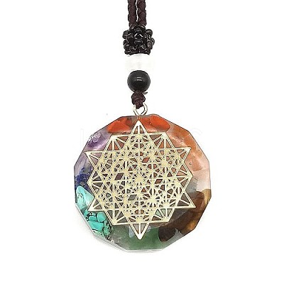 Orgonite Chakra Natural & Synthetic Mixed Stone Pendant Necklaces QQ6308-1-1