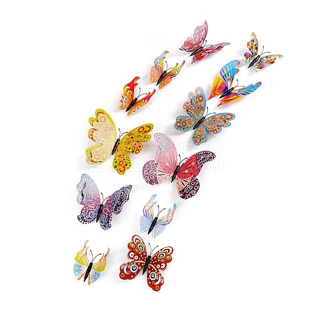 12Pcs PVC 3D Butterfly Wall Decorative Stickers PW-WG55410-06-1