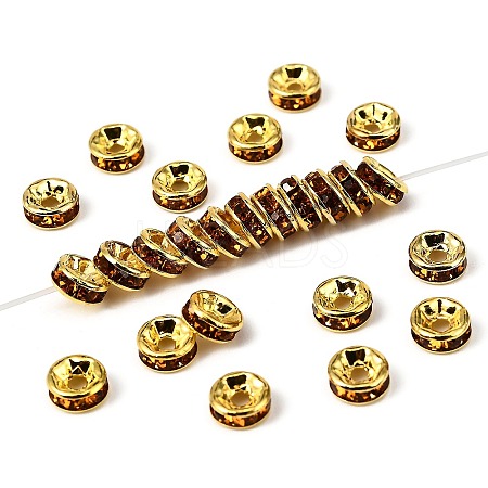Brass Rhinestone Spacer Beads RB-A014-Z6mm-17G-1