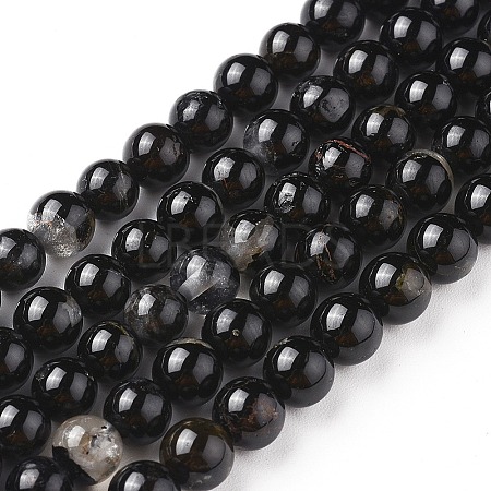 Natural Black Tourmaline Beads Strands G-F666-05-6mm-1