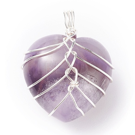 Natural Amethyst Gemstone Pendants PALLOY-JF01303-01-1