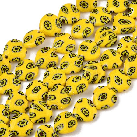 Handmade Millefiori Glass Heart Bead Strands LK-P017-13-1