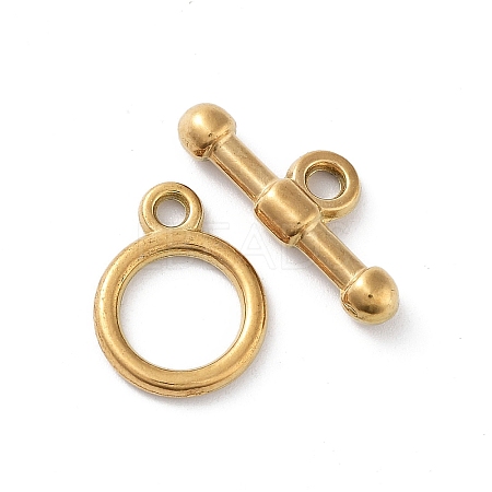 Ion Plating(IP) 304 Stainless Steel Ring Toggle Clasps X1-STAS-A092-09G-G-1