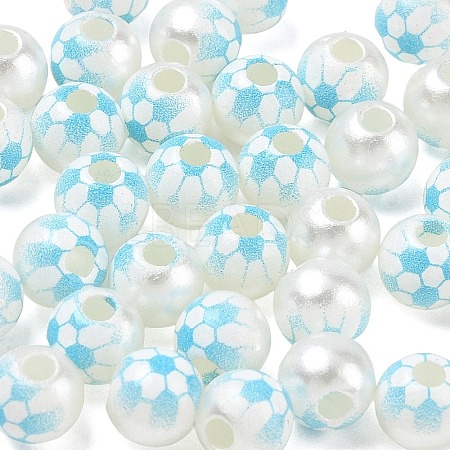 Sports Printed ABS Plastic Beads PL-CBA1C22-09-1