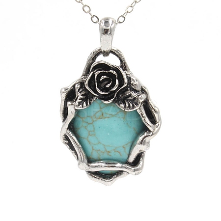 Retro Synthetic Turquoise Pendants PW-WG52952-08-1