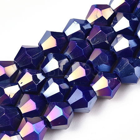 Opaque Solid Color Electroplate Glass Beads Strands EGLA-A039-P6mm-B10-1