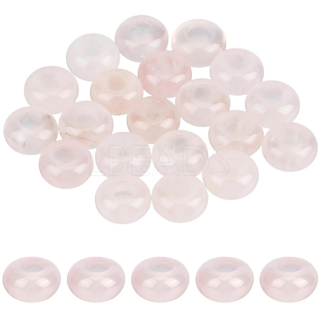 20Pcs Natural Rose Quartz European Beads G-PA0002-34B-1