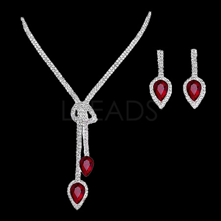Alloy Rhinestone Pendant Necklaces & Earrings Sets for Women WGE8301-09-1