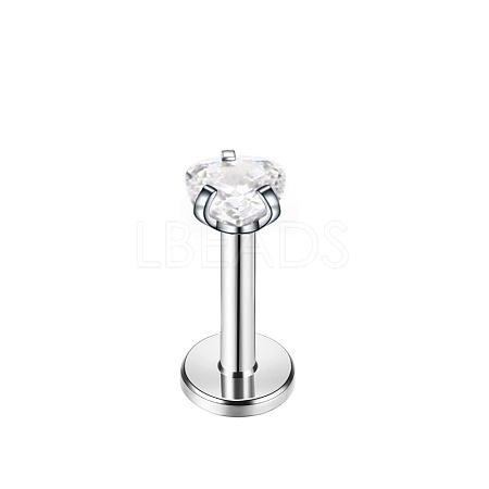 Titanium Steel Clear Cubic Zirconia Threadless Labret Stud WGC142D-23-1