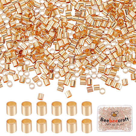 Beebeecraft 1000Pcs Brass Crimp Beads KK-BBC0004-49-1