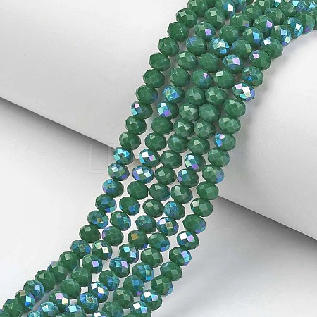 Electroplate Opaque Solid Color Glass Beads Strands EGLA-A044-P8mm-L09-1
