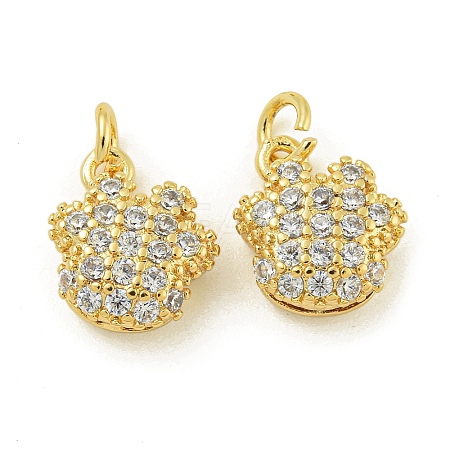 Rack Plating Brass Micro Pave Clear Cubic Zirconia Charms KK-Z067-23G-07-1