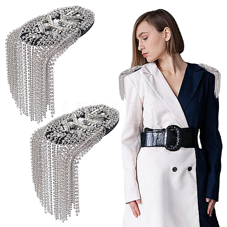 2Pcs Iron Tassel Chain Shoulder Epaulettes DIY-HY0003-62P-1