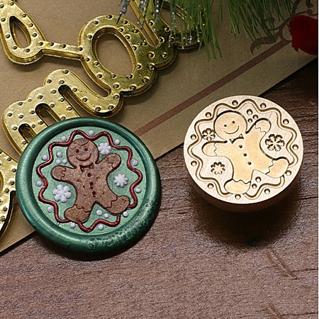 Christmas Series Wax Seal Brass Stamp Head AJEW-M037-01G-21-1