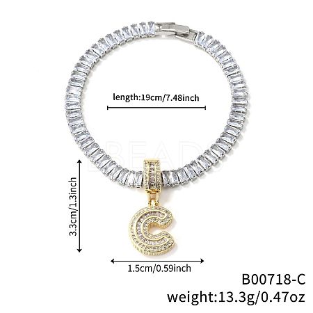 Fashionable Brass Micro Pave Clear Cubic Zirconia Charm Bracelets LS-AF9298-3-1
